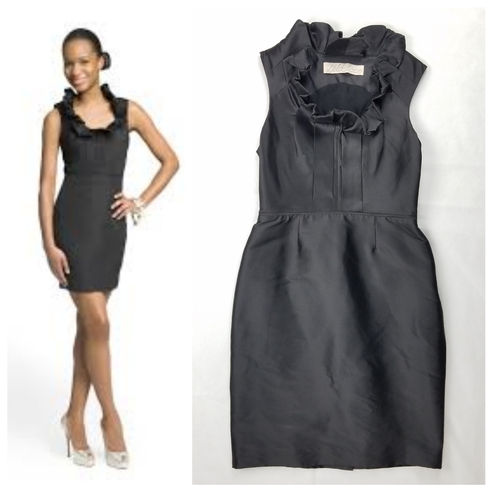 Lela Rose Ruffle Neck Collar Cocktail Evening
